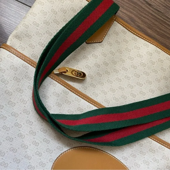 VINTAGE Gucci Micro GG Monogram Cream Tote - Picture 14 of 14